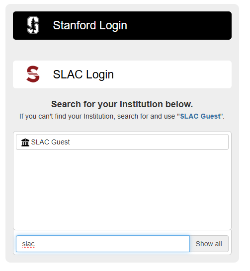 image of the login screen with an example of SLAC Guest