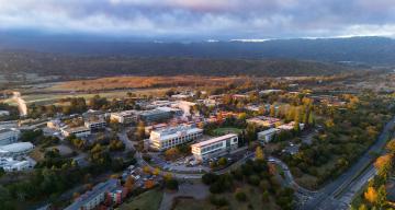 SLAC main campus looking southwest towards the coast range at sunrise